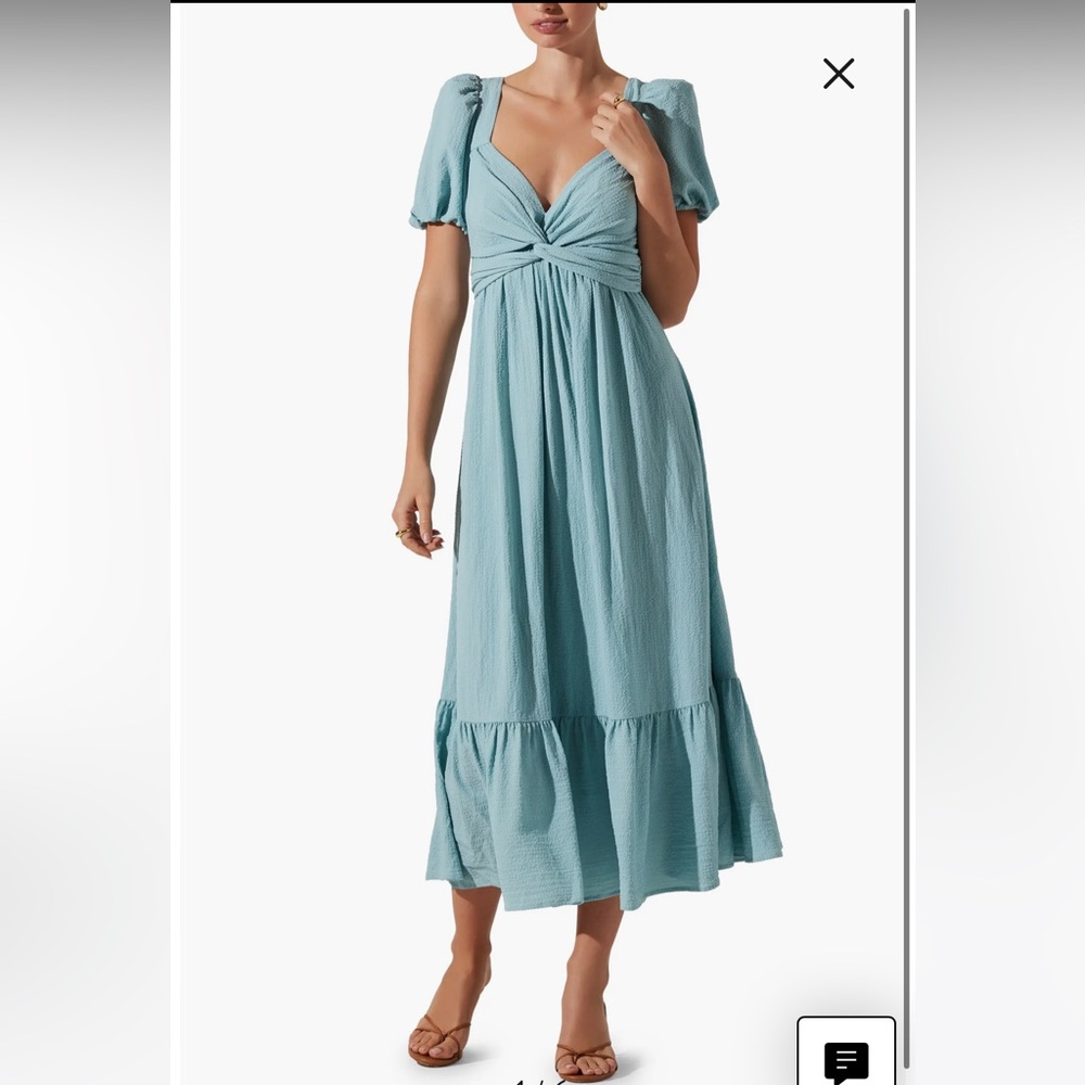ASTR the Label Tie Back Puff Sleeve Midi Dress